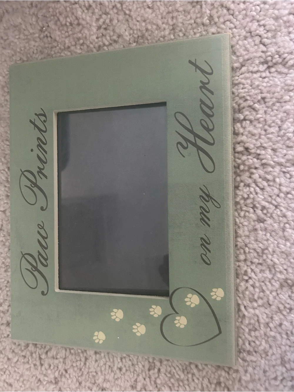 Green 'Paw Prints on My Heart' Decorative Photo Frame